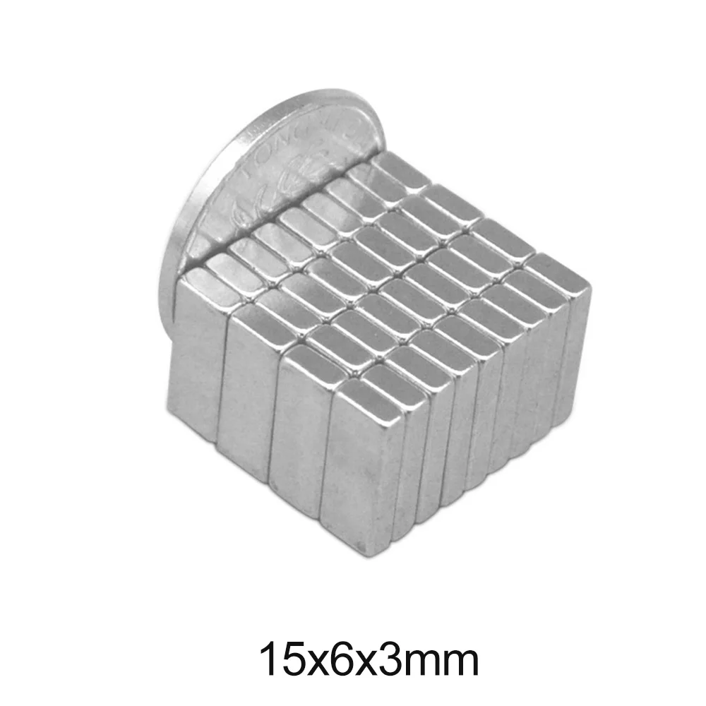 15x6x3 mm Strong Rare Earth Magnet Thick 3mm Block Rectangular Magnetic 15x6x3mm Permanent Neodymium Magnets 15*6*3