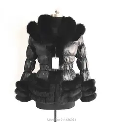 Custom Women And Children Size Down Jackets Puffer Detachable Sleeves And Hoods Ladies Coat With Real Fox Fur