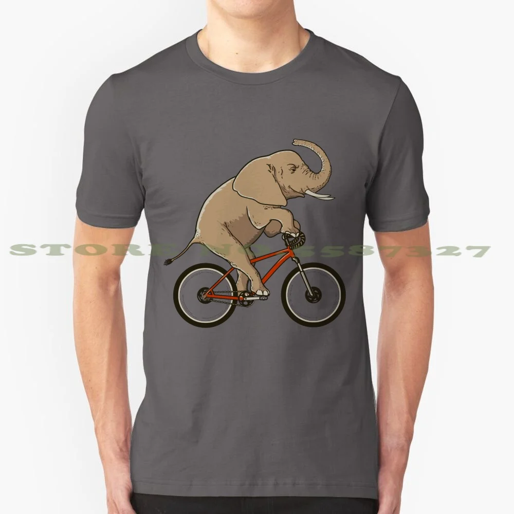 Supersized! 100% Cotton T-Shirt Elephant Animal Bicycle Mountain Bike Mtb Supersized Humor Surreal Perfomance Superation Fat