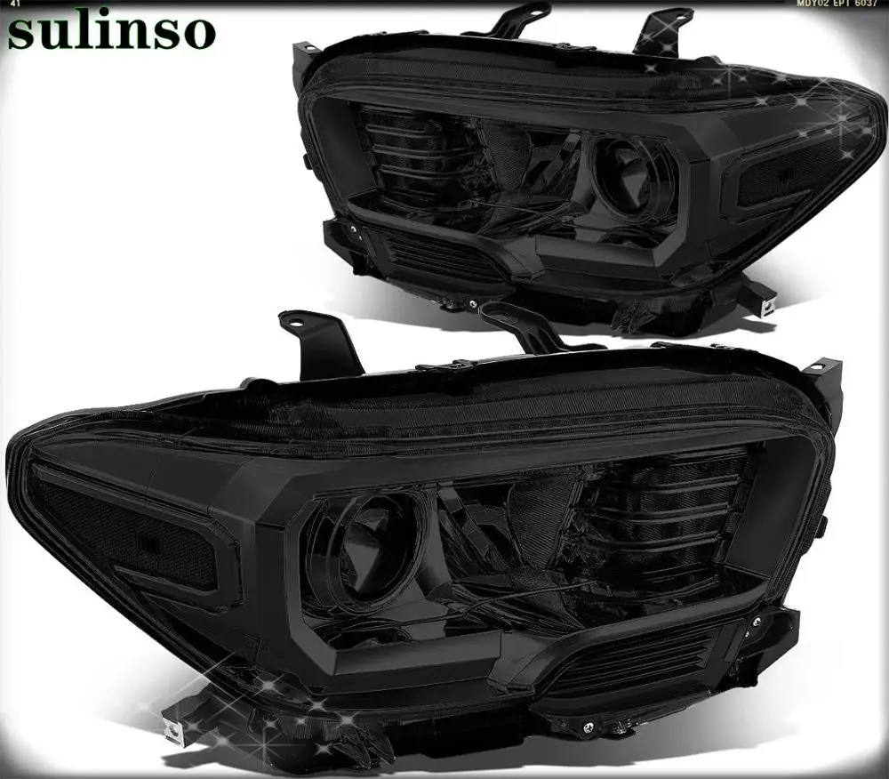 

2ps Smoked Housing Clear Corner Projector Headlight/Lamps Replacement for 16-20 Tacoma