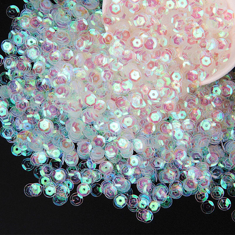 AB Transparent Cup Sequins Paillettes Loose Round Sequin 6mm Sew Paillettes Diy Craft Scrapbook Wedding Decoration Fabric Party