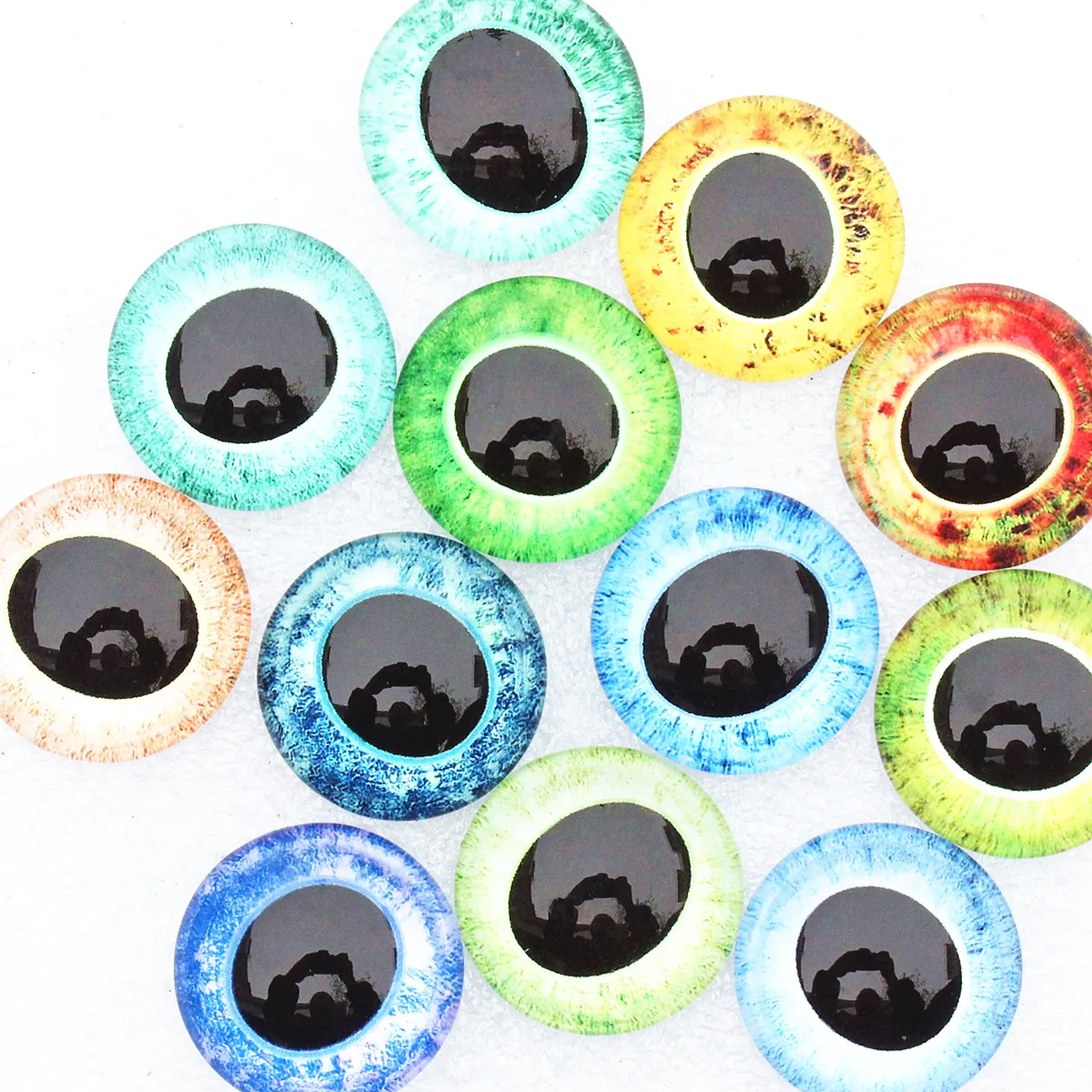 From 8mm to 30mm  Dragon Cats Eyes Round Pattern Glass Cabochon Flatback Photo Base Tray Blank DIY Making Accessories K06266