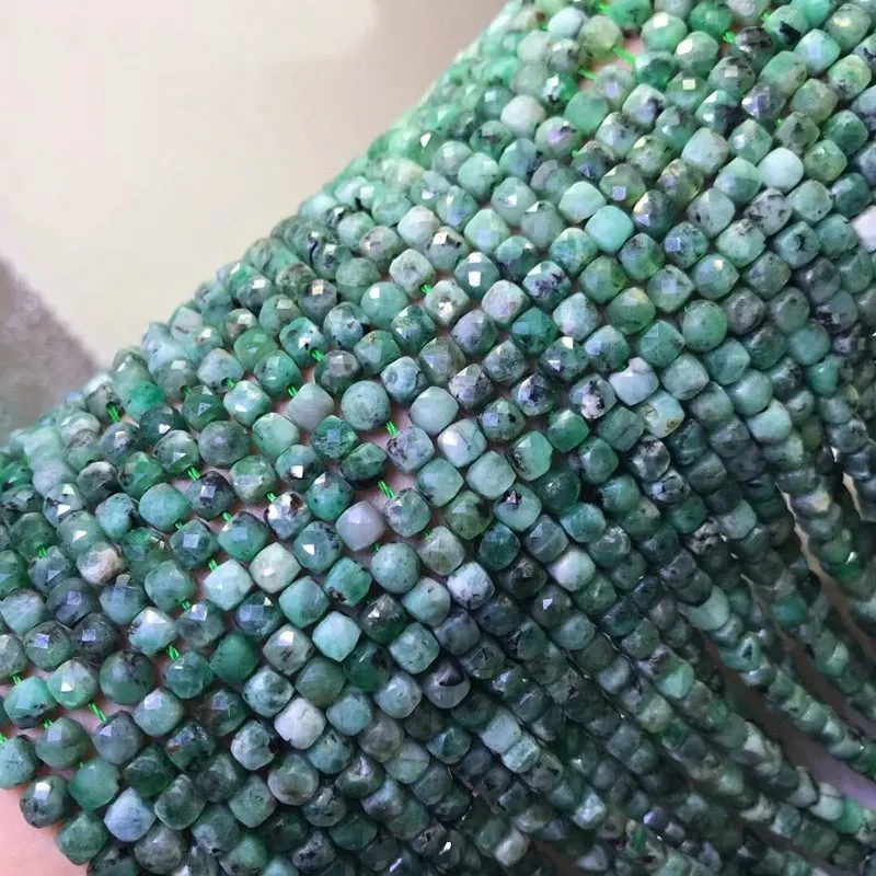 green Emerald  loose beads square 4mm for DIY wholesale 38CM FPPJ gemstone