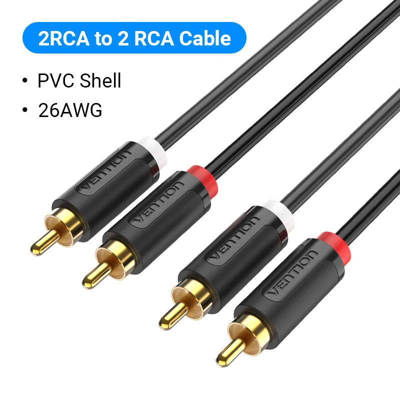 Tions 2RCA zu 2RCA Audio Kabel Gold-Überzogene 2RCA Stecker auf Stecker Aux Kabel 1m 2m für TV Verstärker Heimkino Lautsprecher Kabel RCA