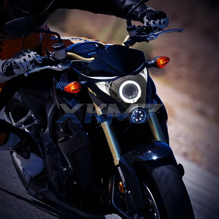 Motorcycle Spotlight Tuning Accessories Projector Headlight Lenses Bi-xenon Lens 2.0 Angel Eyes Full Kit Bike Lights Retrofit