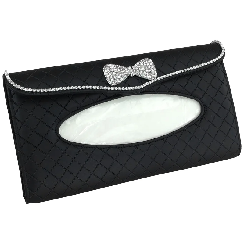 Rhinestone Crystal Car Tissue Box Towel Sets Car Sun Visor Tissue Box Holder Auto Interior Storage Decoration Car Accessories