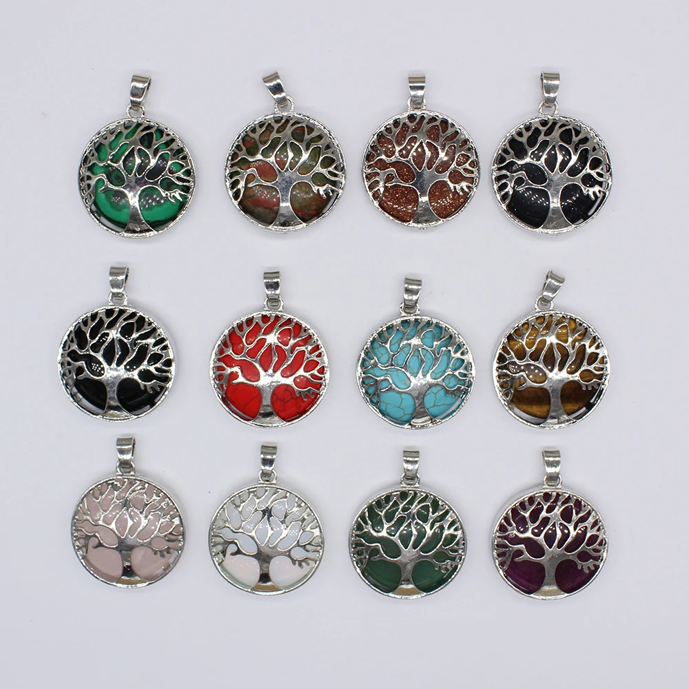 Z Venta al por mayor 12 unids/lote colgante de árbol de la vida collar lapislázuli colgantes de piedra natural hecho a mano Reik