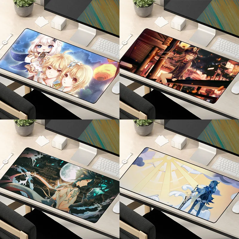 Hot Game Genshin Impact Mouse Pad Ganyu Hutao Klee Barbara Zhongli Diluc Gaming Mousepad Xxl Large Size Desk Pad Office Supply