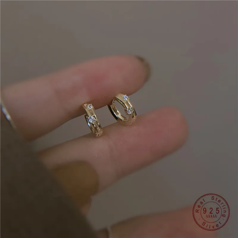 

Женские серьги из серебра 925 пробы, с маленьким кристаллом, позолоченные 14 карат