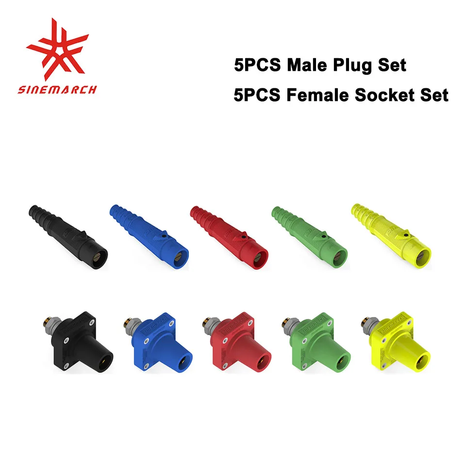 10PCS R-LOK 200A Male Plug Female Socket Set Single Pole Power Connector Synthetic Plastic Housing Copper Alloy Contact