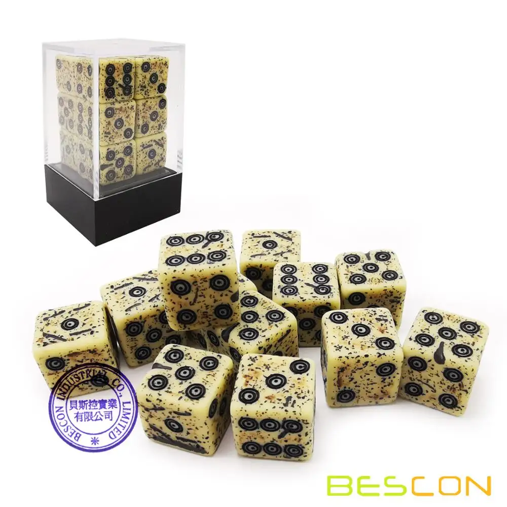 Bescon di Età Alla Ricerca di Antichi Bone Dadi D6 16 millimetri 12pcs Set, 16 millimetri Six Sided Die (12) Blocco di Pietra Dadi