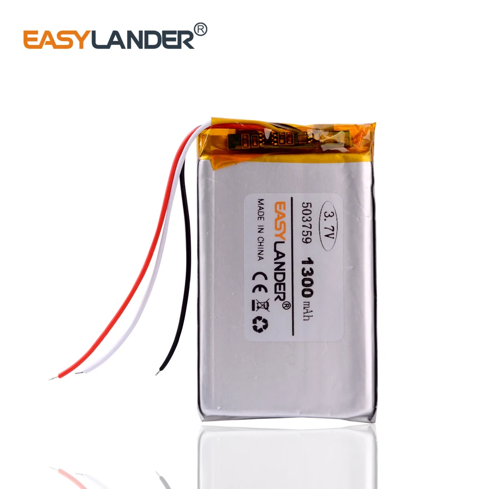 3 linie 3.7V 503759 1300mAh akumulator litowo-jonowy polimerowy do nawigatora MP3 GPS 053759