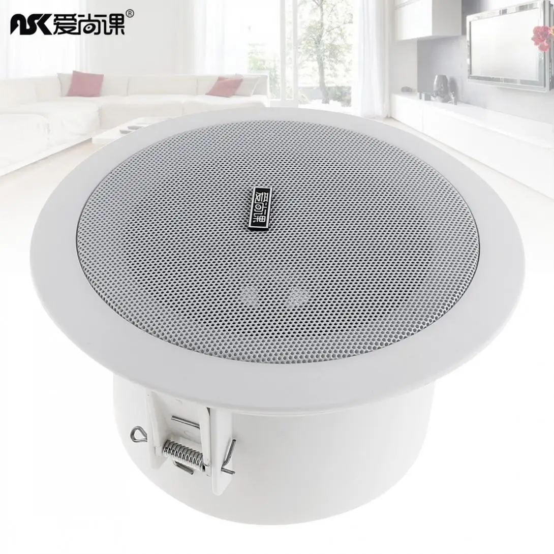 4.5 Inch 3/6W Fashion Waterproof Household Embedded Radio Ceiling Speaker Public Broadcast Background Music Loudspeaker for Home