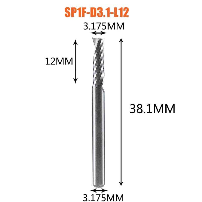 1 st Dreanique O Fluit Spiraalfrees Frees 3D Graveren Carving Enkele Fluit Bit Voor Houtbewerking Acryl ACM Aluminium