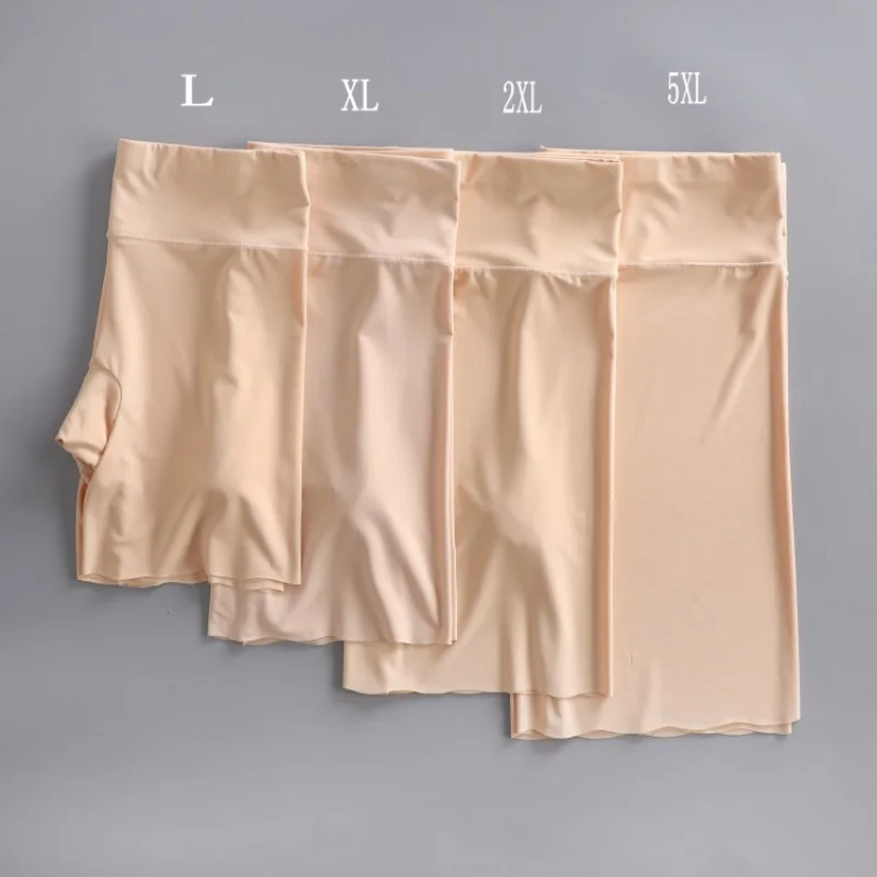 

Высокая талия ice silk safety Короткие штаны Большой размер 5XL женское летнее тонкое бесшовное нижнее белье спортивные штаны до колен