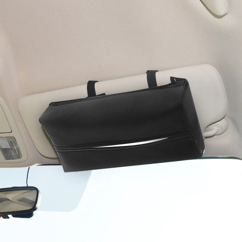 

Car Tissue Box Holder Cover Litchi Pattern Superfiber Leather Boite a Mouchoir Viseras Para el Sol for Car Accessories Interior