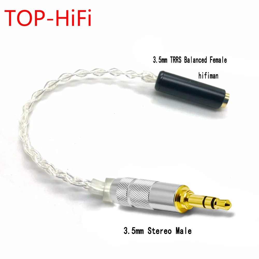 TOP-HiFi 7N placcato argento 3.5mm TRRS bilanciato femmina a 3.5mm Stereo maschio adattatore Audio 7N cavo placcato argento