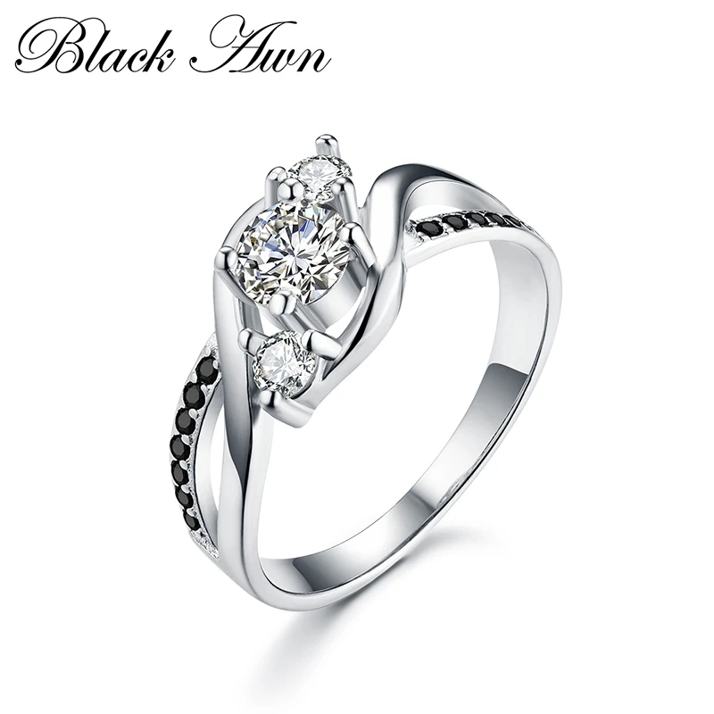 BLACK AWN 2024 New Silver Color Jewelry Trendy Engagement Rings for Women Wedding Bague C049