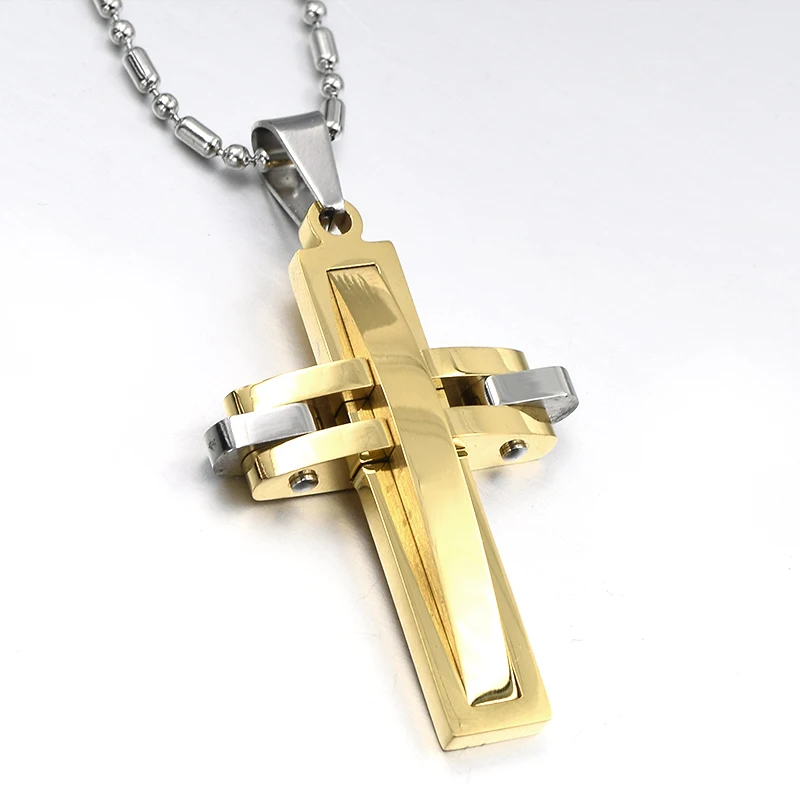 GOKADIMA bijoux,Fashion Metal 316l stainless steel Cross Pendant Necklace for men women Jewelry 2019 Wholesale WP313