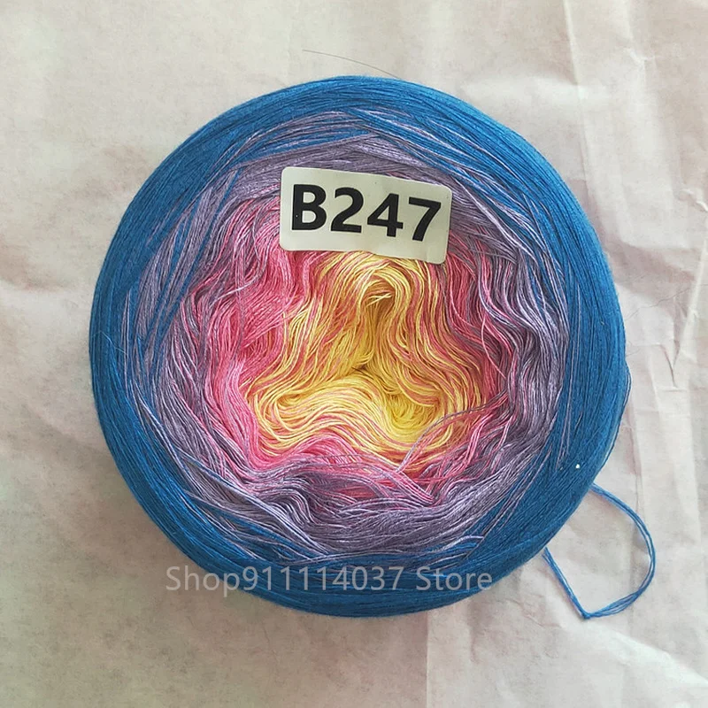 300g merceryzowanej bawełny Gradient linia ciasto Rainbow Segment barwione ciasto przędza szydełkowa szal spódnica koronki DIY Handmade dzianina