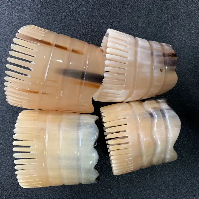 Natural Horn Massage Comb Wide Teeth Scalp Meridian Scraping Head Body Acupoint Massage Brush Acupuncture Therapy Anti-Static