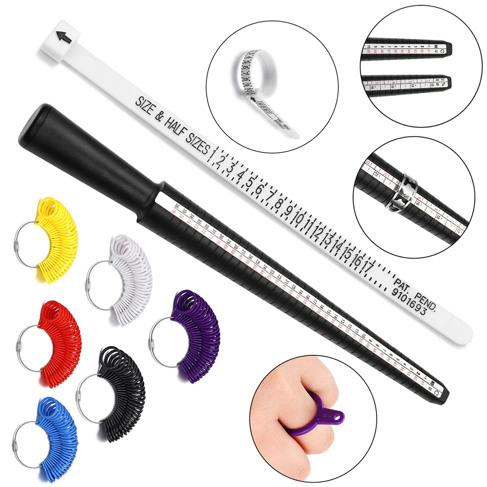 Professional Jewelry Tools Ring Gauge Mandrel Stick Finger Ruler Ring Sizer Measuring UK/US Size DIY Jewelry Size Sets Plastic