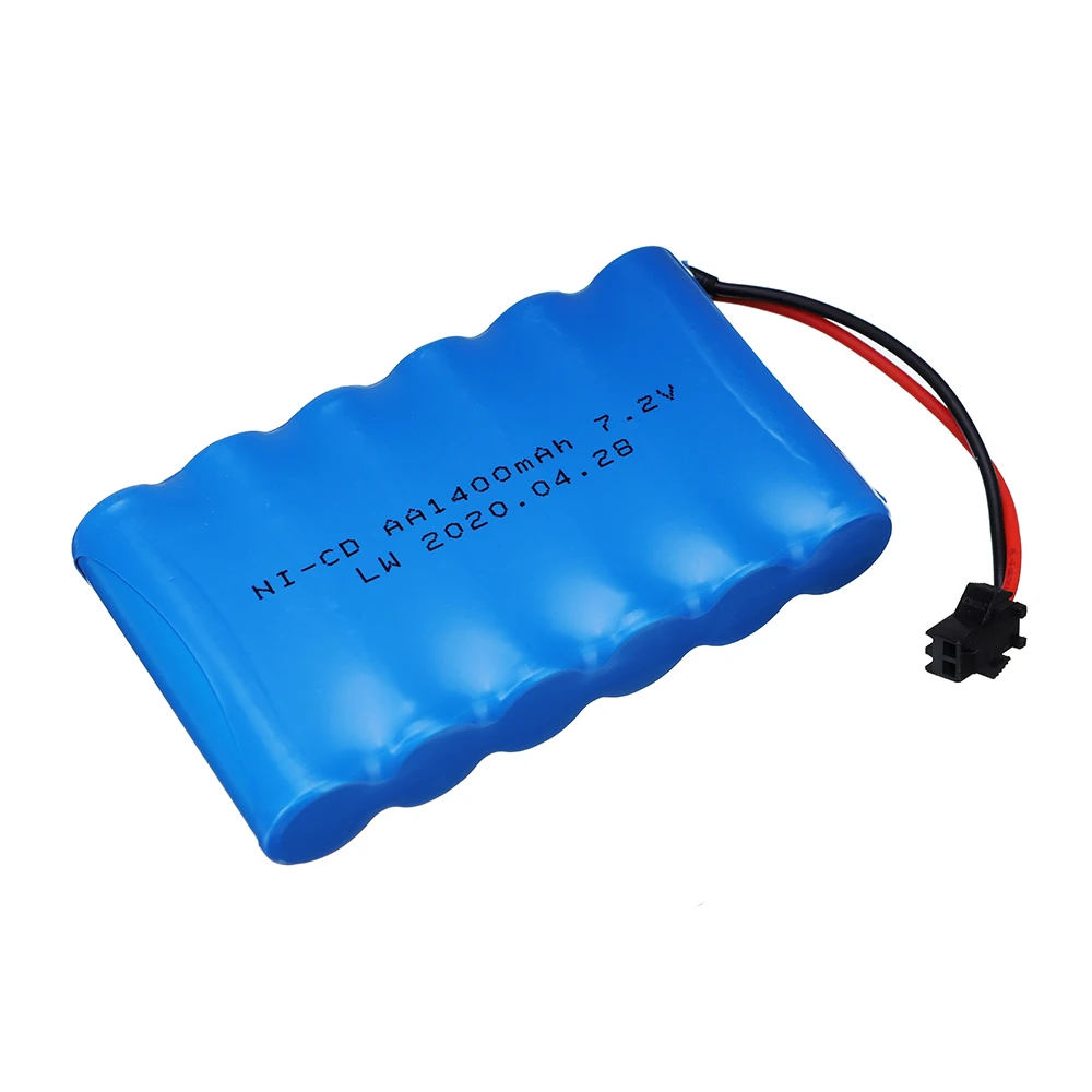 (Sm Plug) 7.2V 1400Mah Nicd Batterij/Lader Voor Rc Speelgoed Auto Tanks Treinen Robot Boot Ni-Cd Aa 700Mah 7.2V Oplaadbare Batterij