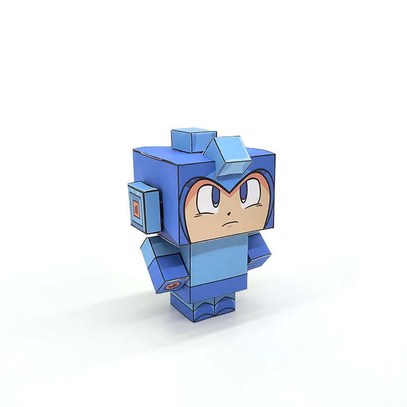 No-glue Rockman Origami Handmade Cute Mini 3D Paper Model Papercraft Anime Game Figure DIY Cube Kids Adult Craft Toys CS-048