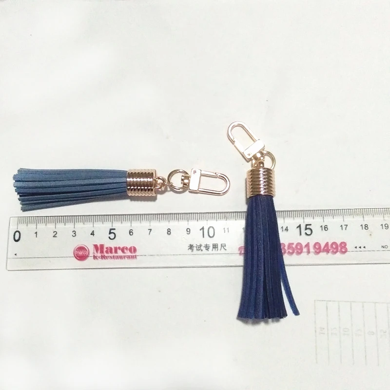 39 Color Fashion KC Gold Leather Key Chain Long Suede Tassel Key chain  Korea Style Lobster Clasp Tassel Bag Charms 18 Colors