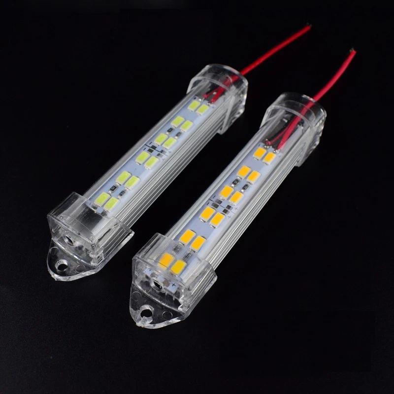 10PCS LED Bar Light 12V 24V 12LED 9CM Cabinet Car Truck LED Hard Strip Double Row for Showcase Machine Board Factory Equipment