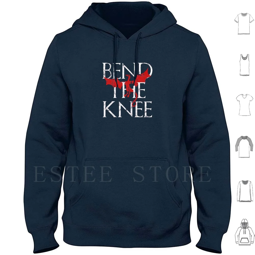 Bend The Knee-Distressed White Edition Hoodies Long Sleeve Bend The Knee Mother Of Dany Got Winter Castle Black Tv