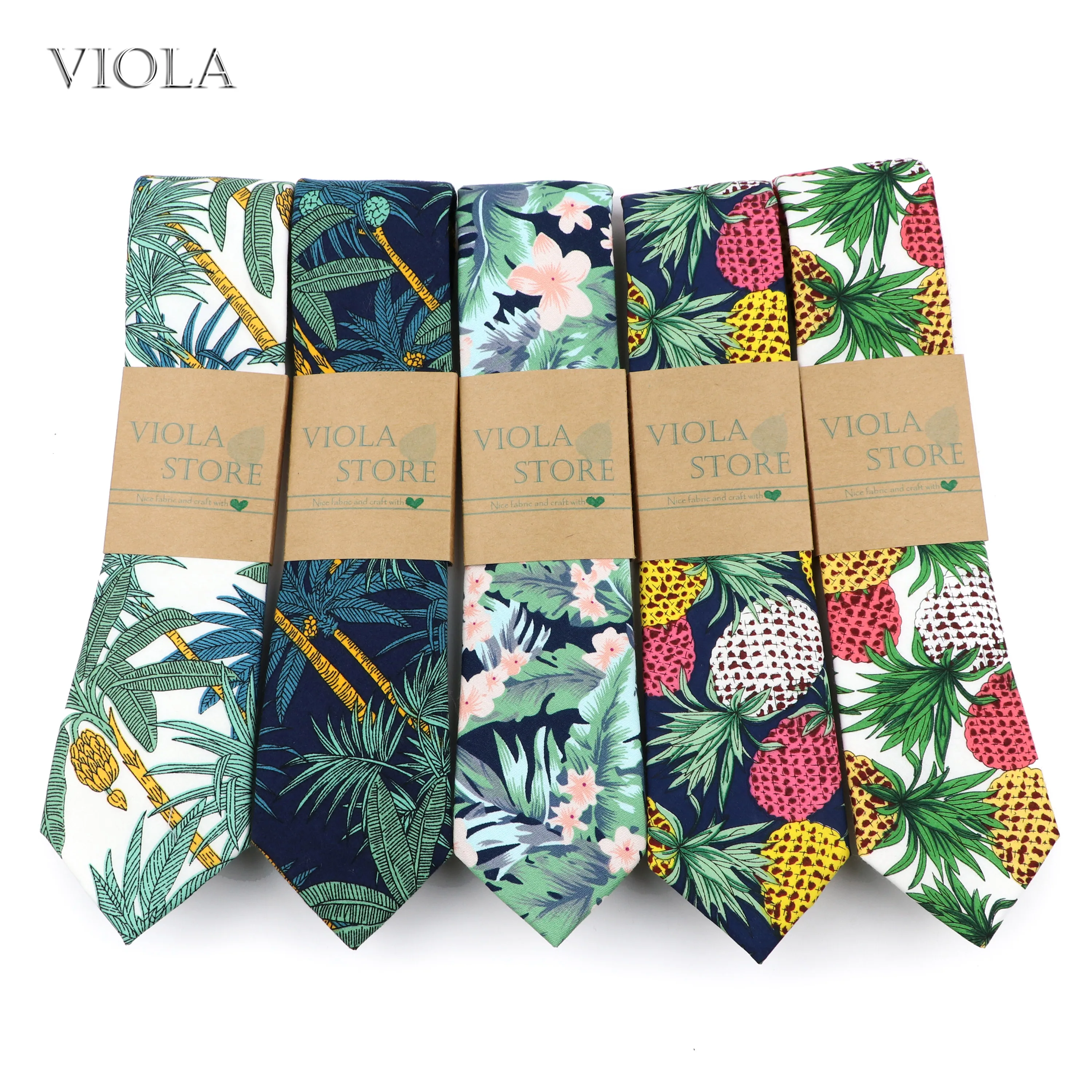 Corbata de estilo navideño para hombre, corbata con estampado de plantas tropicales, 6,5 algodón, bonita, a la moda, accesorio para vacaciones, 100% cm