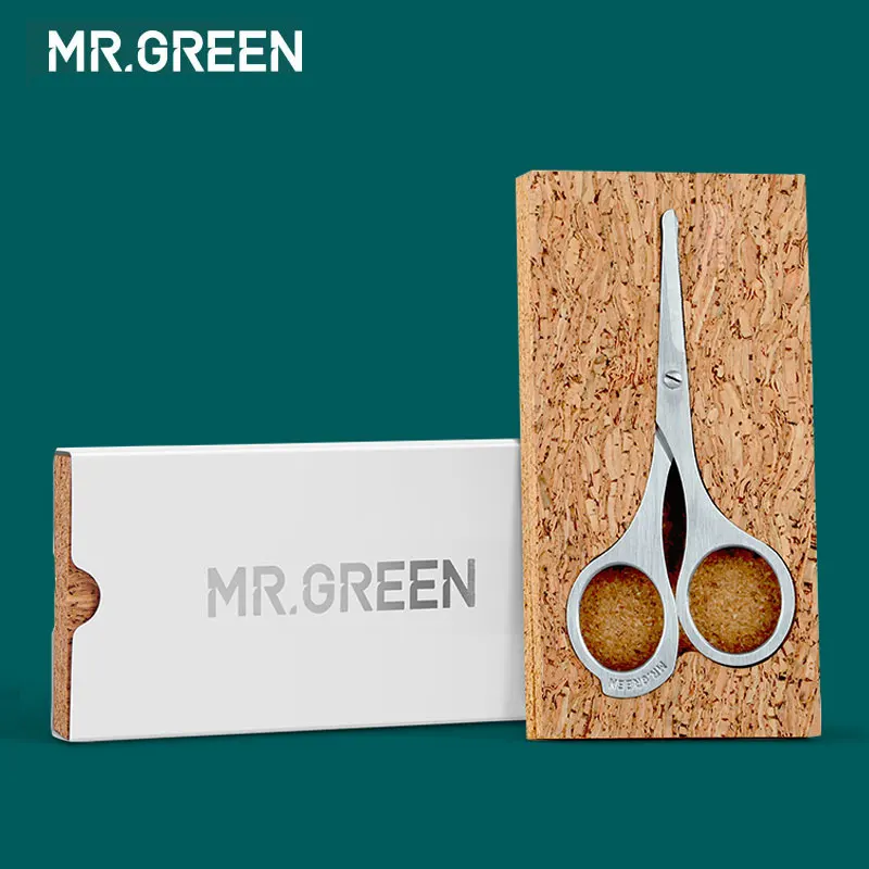 Ножницы MR.GREEN из нержавеющей стали для макияжа, ножницы для бороды, из нержавеющей стали волос в носу, инструменты для удаления волос на лице с круглой головкой