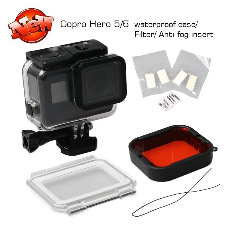 Сенсорный задний дверной водонепроницаемый чехол, аксессуары для камеры, водонепроницаемый корпус/фильтр для дайвинга/вставки против запотевания для GoPro Hero 7, 6, 5, черный