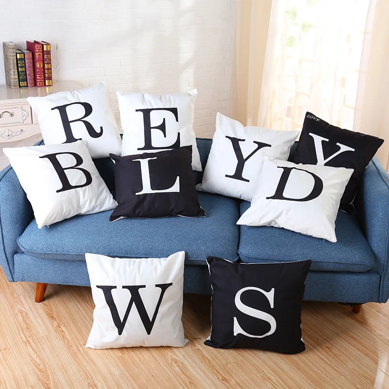 1pcs 45*45cm Creative LED Colored Lights Pillow Cases Fashion 26 Letters A-Z Pillow Case Home Decorative Supplies