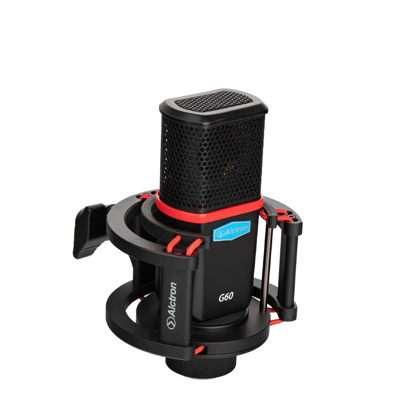 Alctron G60 ไมโครโฟนคอนเดนเซอร์ไดอะแฟรมขนาดใหญ่มืออาชีพ การบันทึกในสตูดิโอ การบันทึกสําหรับครอบครัว การแสดงบนเวที สีดําและสีแดง
