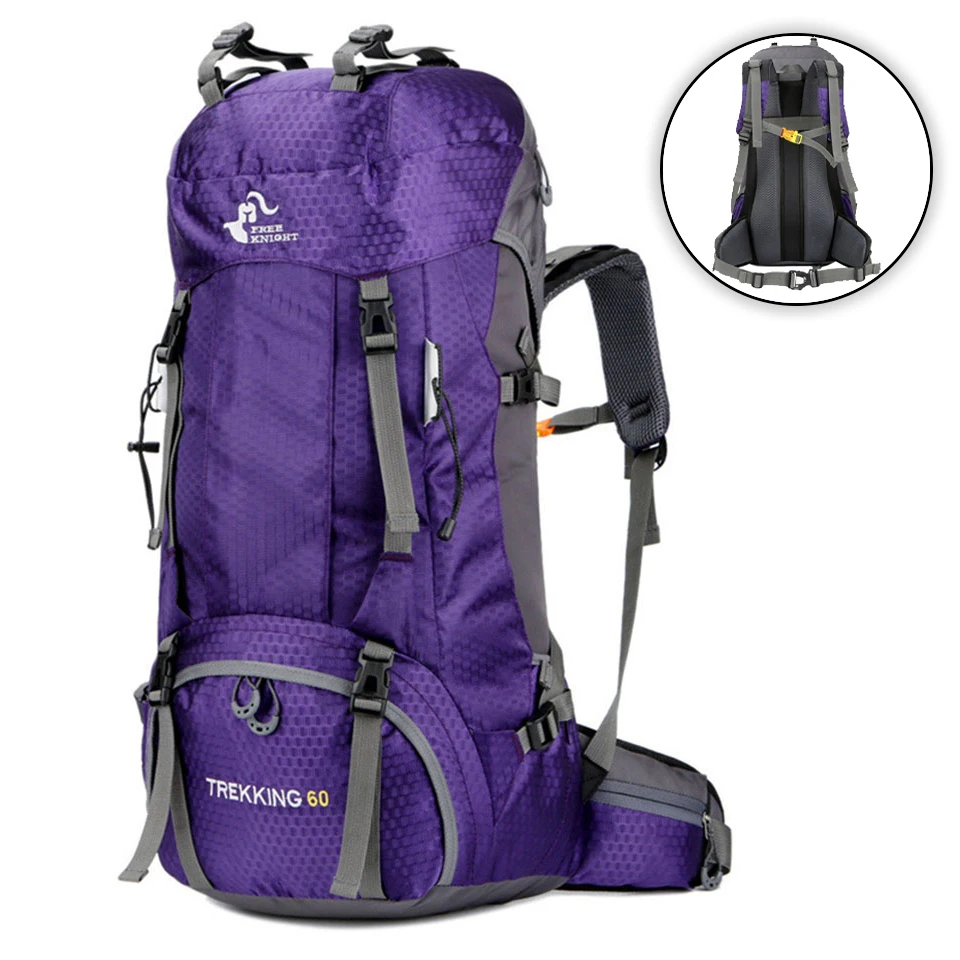 

KoKossi 60L Camping Backpack Men Women Waterproof Travel Hiking Mountaineering Bag Rain Cover Outdoor Sports Trekking Rucksack