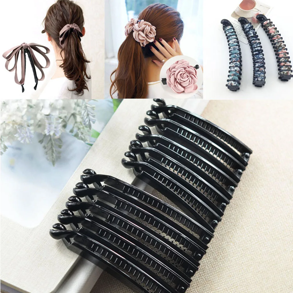 10 Pieces High Quality Imported BANANA HAIR SLIDE COMB CLIPS/HAIR GRIPS Black 8cm 10cm Long Hair Comb for for Fine Hair Types