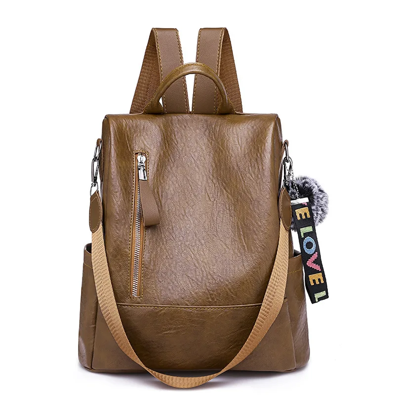 

New Fashion Women Backpack Bags Multifunction Female Backpack Girls Travel Backpack With Hair Ball Leather Mochila Feminina