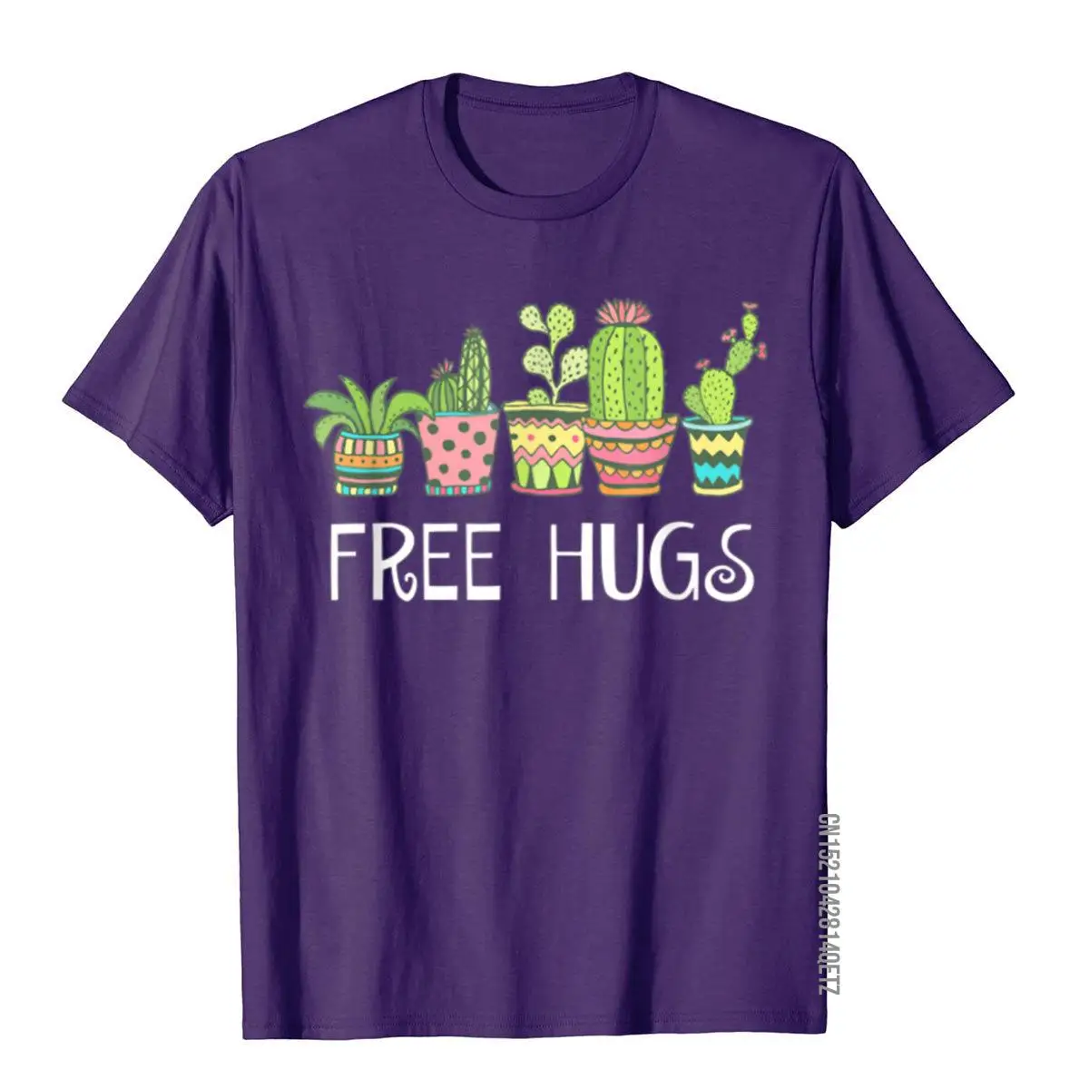 Free Hugs Cactus Succulent Prickly Cute Pink Plant Pots Gift T-Shirt Top T-Shirts Oversized Camisa Cotton Men Tops Tees Leisure