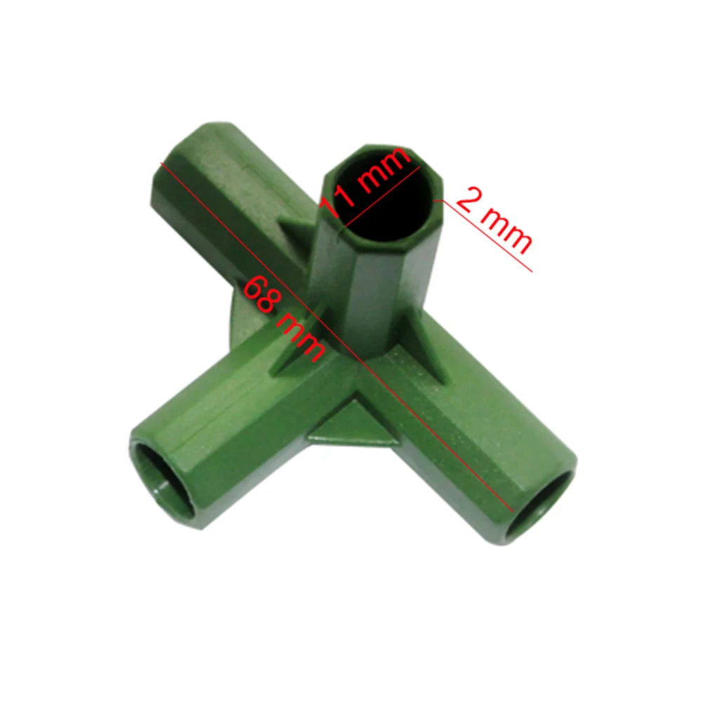 6pcs 11mm Inner Diameter Gardening Plant Stakes Plastic Edging Corner Connection Accessories Greenhouse Plant Frame Connectors