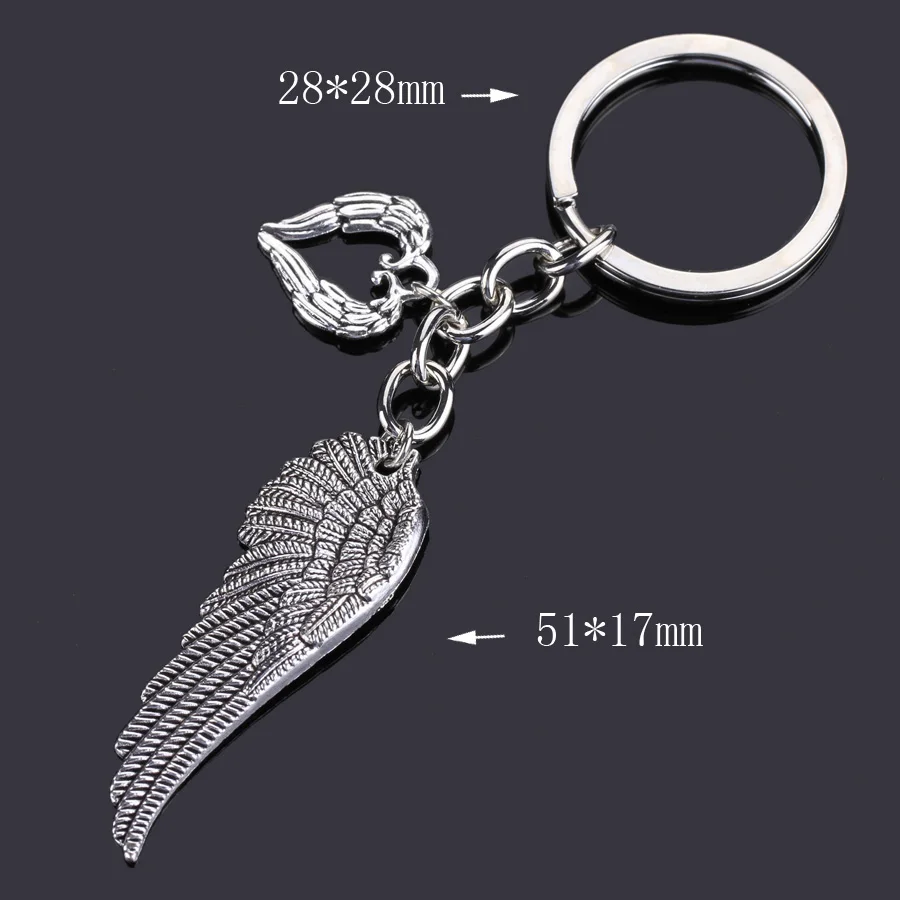 Angel Wings Heart Key Chain Love Cute Bag Vintage Feather Women Keychain Fashion Female Jewelry Gift