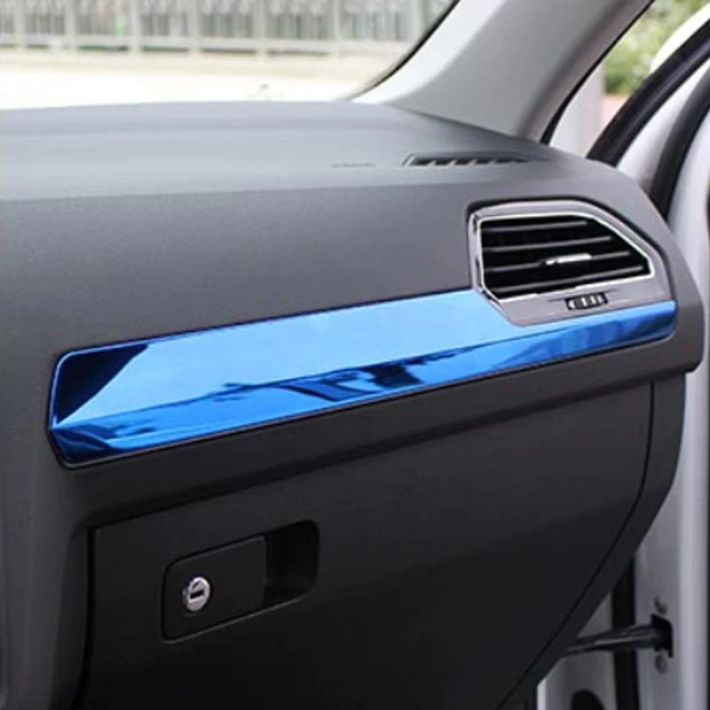 

Car Interior Decoration Co-pilot Glove Box Trim Panel Cover Sequins For VW Tiguan L MK2 2016 2017 Car Styling stainless steel