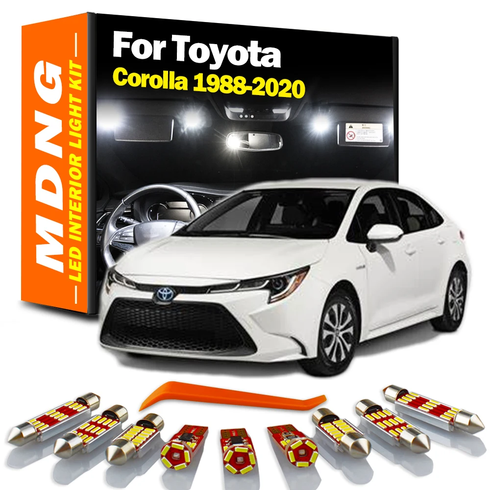 MDNG Canbus For Toyota Corolla 1988-2016 2017 2018 2019 2020 LED Interior Light Kit Dome Map License Plate Lamp Car Accessories