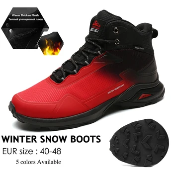 Botas de invierno para hombre, zapatillas de senderismo para nieve, resistentes al agua, tobillo medio, trabajo, senderismo informal, zapatos impermeables antideslizantes para exteriores