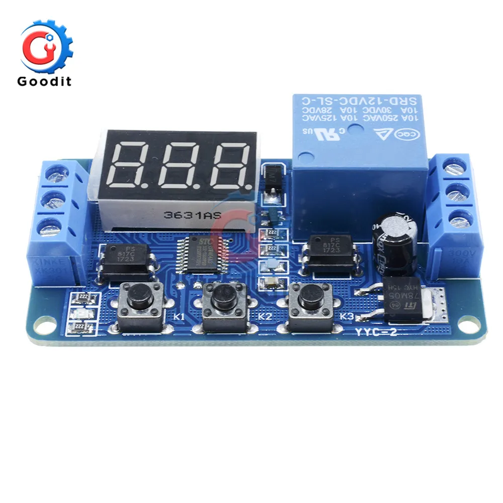 DC 12V Support Micro USB 5V LED Display Automation Cycle Delay Timer Control Off Switch Delay Time Relay with Case DDC-331