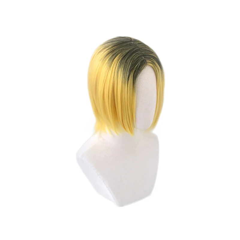 Peluca corta de Anime Nekoma Kenma Kozume, disfraz de Cosplay, pelo sintético resistente al calor, pelucas Haikiyu para hombres + gorro de peluca