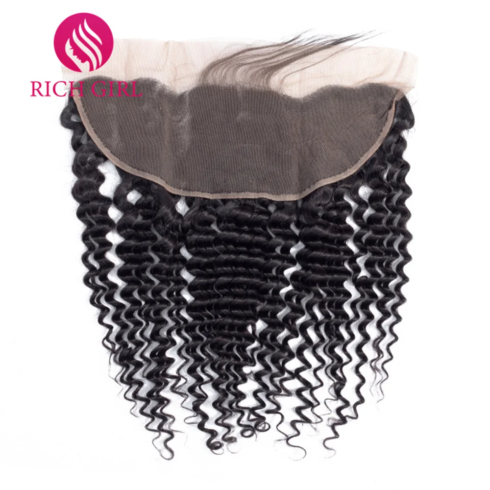 Richgirl Kinky Krullend Menselijk Haar Bundels Met Sluiting Braziliaanse Remy Haarverlenging Natuurlijke Zwarte Bundels Met 13X4 Kant Frontale