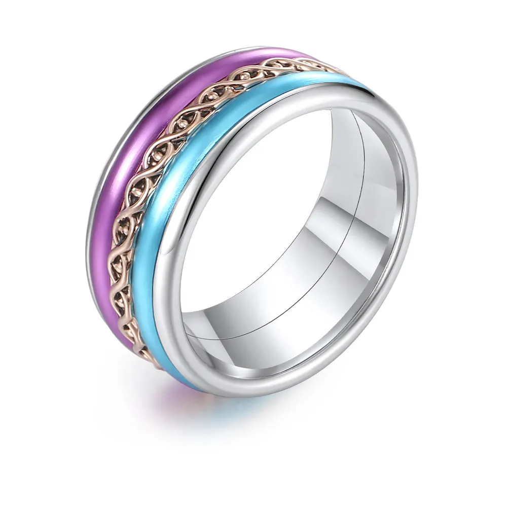 Cremo 8mm Width Band Rings Femme Bijoux Arctic Symphony Ring Purple Multi Colorful Combination Ring Free Box