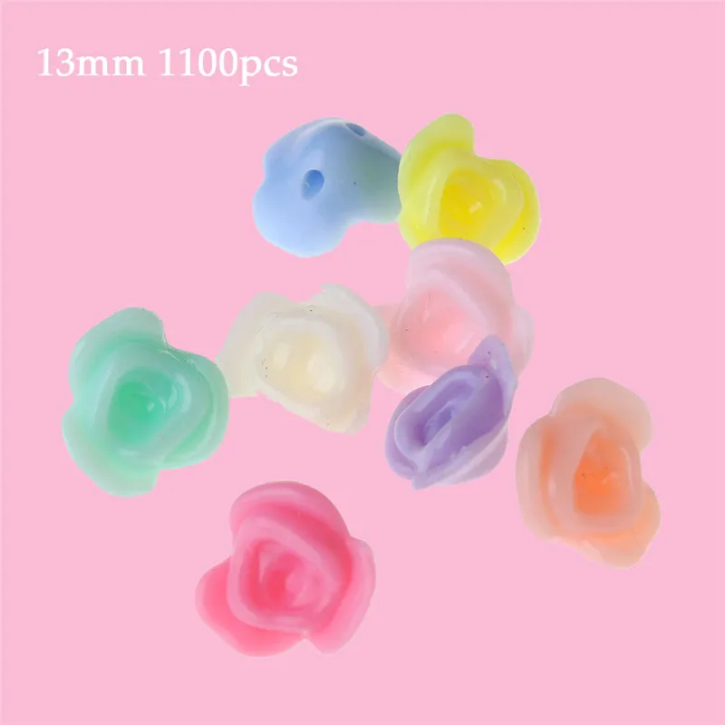 

Wholessale 3d Flower Acrylic Beads Ornament Accessories DIY jewelry Findings Plastic Pastel colors Plastic Beads 13mm 1100pcs